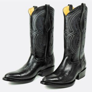 Bota de lagarto negro — Horma Oval