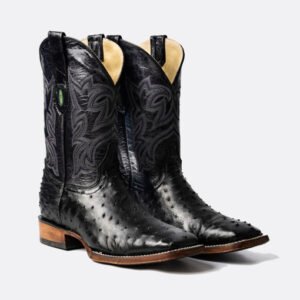 Bota de avestruz negro — Horma Rodeo